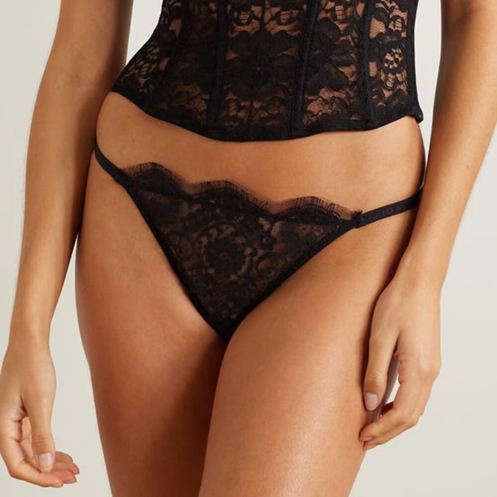 I.D. SARRIERI A Night in Marrakech stretch-lace thong - BNWT - Sz XS - Black